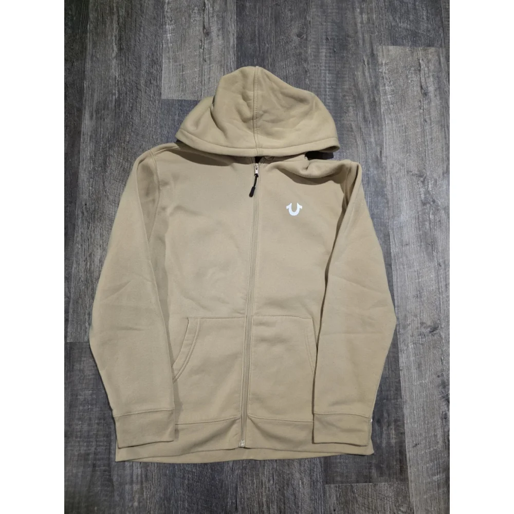 True Religion Beige Zip Up Hoodie Size Medium